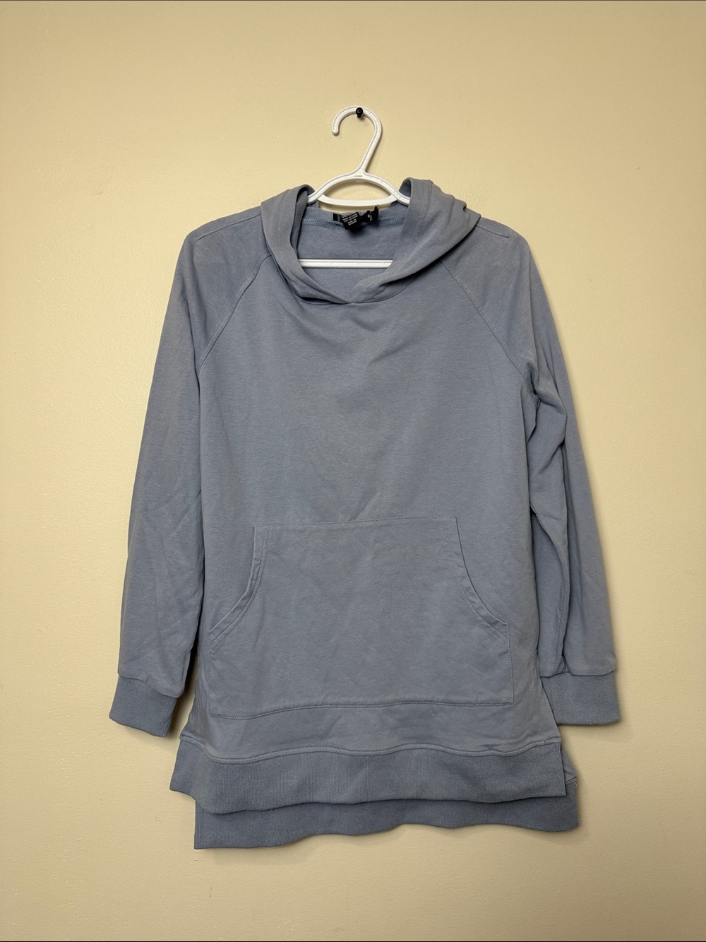 Papillon Blanc Light Gray Hooded Pullover high low Sweatshirt size M